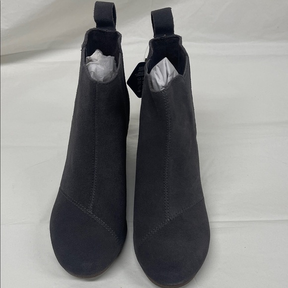 TOMS Charcoal Suede Wedge Booties - Picture 3 of 12